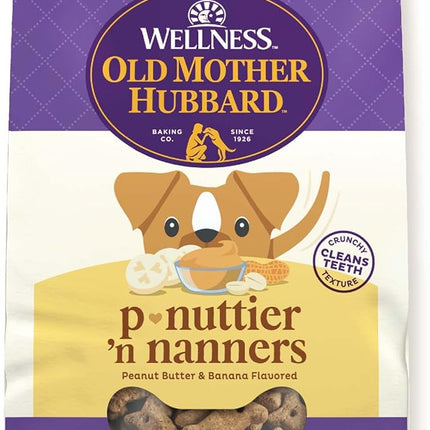 Old Mother Hubbard Wellness P-Nuttier 'N Nanners Dog Biscuits, Natural, Training Treats, Peanut Butter & Banana Flavor, Mini Size, (16 Ounce Bag)