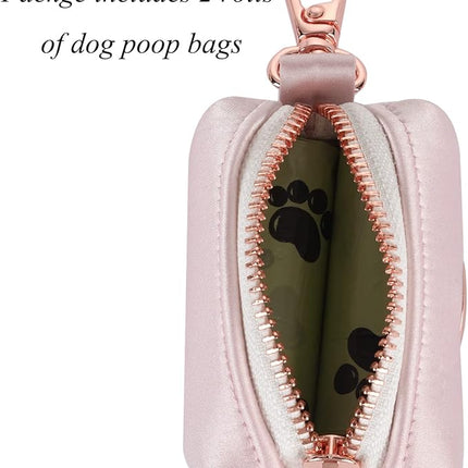 Lionet Paws Cute Dog Poop Bag Holder for Leash, Silk Bag Dispenser, Matching Collar