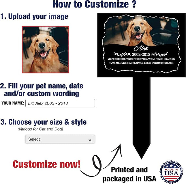 Bfi Gift Customized Dog Memorial Pet Plaque Stake with Paw Photo Grave Marker Cross for Garden or Yard Memorial Gifts