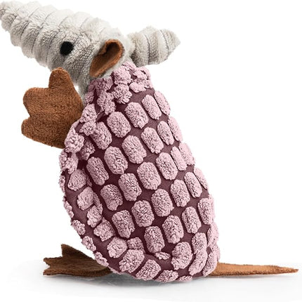 Hollypet Plush Dog Squeaky Toy Stuffed Armadillo Animal Pet Puppy Chew Toys with Clean Teeth for Small Medium Large All Breed Sizes Dogs, Pink, 6 in
