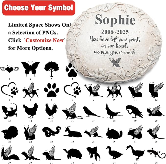 Personalized Pet Memorial Stone – Custom Dog, Cat & Animal Headstones and Burial Markers, Engraved Durable Outdoor Pet Tombstones, Memorial Stones & Sympathy Gifts for Pet Loss