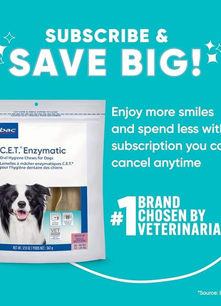 C.E.T. Enzymatic Oral Hygiene Chews for Dogs - Plaque & Tartar Control - Single Layer Beefhide with Exclusive Dual-Enzyme System & Tasty Chicken Flavor - Easy to Give Dog Dental Chew
