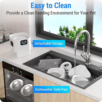 Automatic Cat Feeder with Two 1080P Camera for 2 Cats: 7L Automatic Dog Feeder with Night Vision & Slow Feed, 5G WiFi Auto Cat Food Dispenser for Multiple Pet,Detachable for Clean(ACF180W-C)