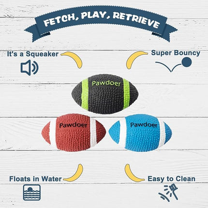 Squeaky Dog Ball, Soft Latex Rubber Squeaky Toy for Small Dogs Puppies, Cute Bounce Squeak Football for Fetch Play