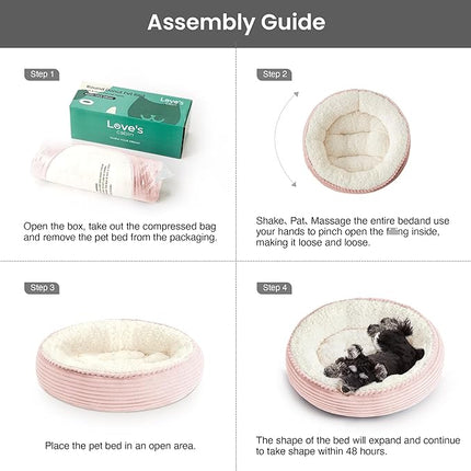 Love's cabin Round Donut Cat and Dog Cushion Bed, 25in Pet Bed for Small or Medium Dogs, Anti-Slip & Water-Resistant Bottom, Soft Durable Fabric Pet Beds, Washable Calming Cat Bed Pink Stripe