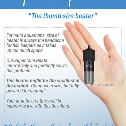 AquaMiracle Adjustable 30W Small Aquarium Heater Submersible Fish Tank Heater Betta Heater Turtle Heater Super Mini Aquarium Heater with Digital Display Thermostat, for 4-6 Gallon Tanks
