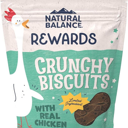 Natural Balance Limited Ingredient Rewards Crunchy Biscuits, Grain-Free Dog Treats for Adult Dogs of All Breeds, Chicken Recipe, 14 Ounce (Pack of 1)