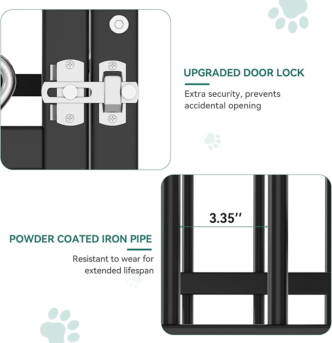 YITAHOME Outdoor Dog Enclosure with Rotating Feeder Bowls, 4'L x 4'W x 5'H Outside Dog Kennel with Roof, Heavy Duty Dog Cage for Small Medium Dogs