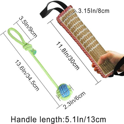 Storystore Dog Tug Toy Dog Training Bite Pillow Jute Bite Toy - Best for Tug of War, Puppy Training Interactive Play - Interactive Toys for Small and Medium Dogs