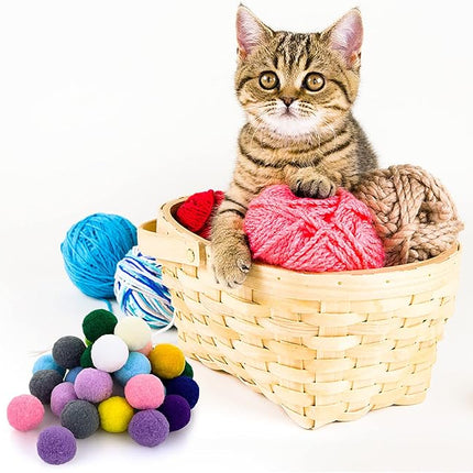 Large Cat Toy Balls, Soft Cat Balls 1Inch Kitten Pom poms Ball Cat Play Toy (50 Pcs)