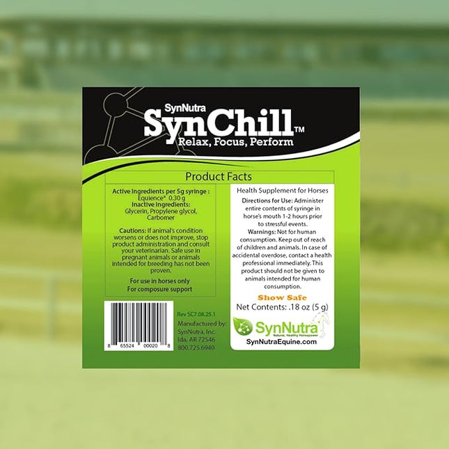 SynChill Oral Horse Supplement Gel, 100% Natural Nutritional Support, Helps Maintain Focus & Composure, Trusted by Equine Professionals, Drug-Free & Made in USA - 10 Pack