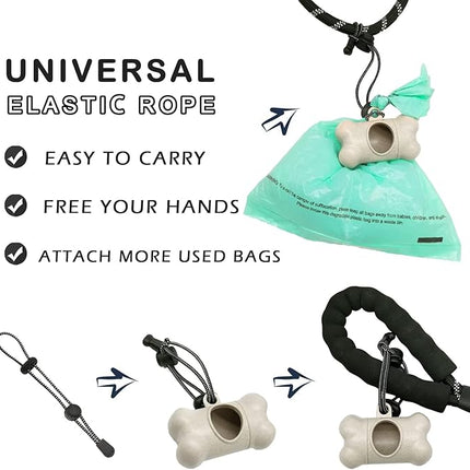 Dog Poop Pickup Bags Holder Dispenser with Standard-Sized Leak-Proof Scented Doggy Waste Bags and Carabiner with Safety Lock&Fastener Never Loose on Leash Lead Again (2 Holders 30 Bags, Beige)