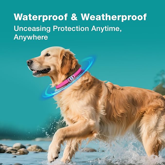 ZingZap Flea & Tick Collar 2-Pack Pink, Protects from Biting Insects, Adjustable Fits Both Dogs & Cats, Built-in Plant Based Formula, Slow-Release Lasting Protection, Waterproof