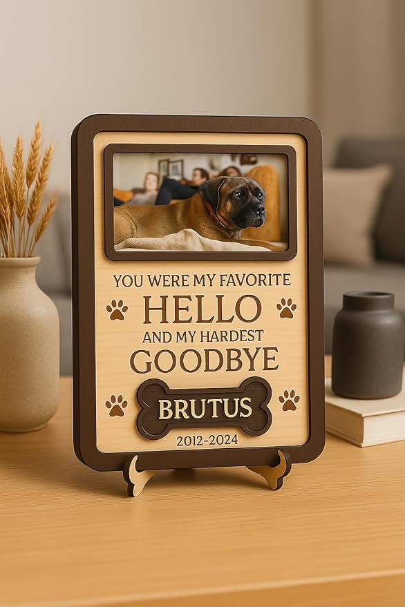 Nazenti Personalized Dog Memorial Gifts with Photo, Custom Pet Loss Frame for Dog Owners, Sympathy Gift for Loss of Dogs, Pet Remembrance Keepsake Frame, Cat Lovers Gift, Cat Bereavement Gifts