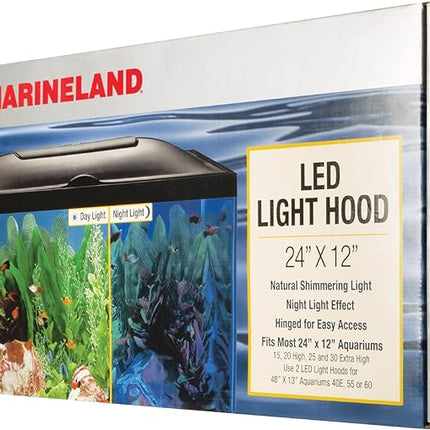 Marineland LED Light Hood for Aquariums, Day & Night Light 24 by 12-Inch,Blacks & Grays