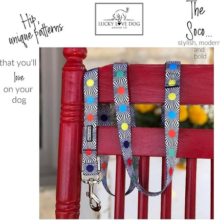 Lucky Love Dog, SOCO Collar - Large, Multicolor, Nylon, Unique Patterns, Adult Dogs, 15-25" Neck Size
