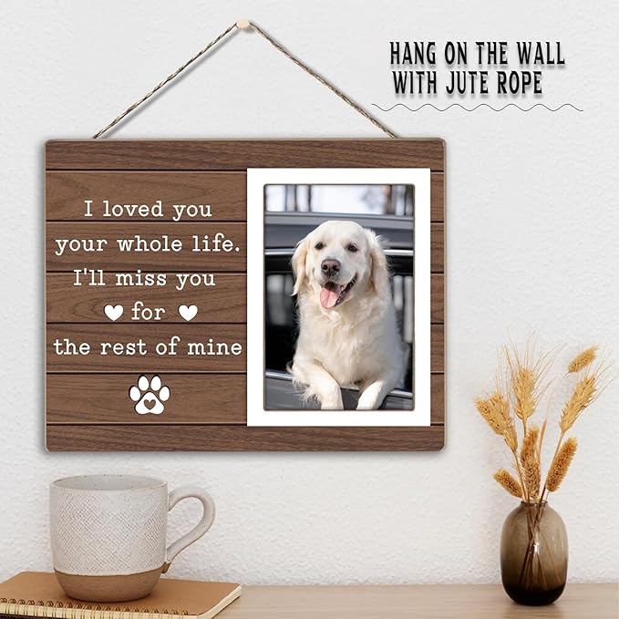 Pet Memorial Picture Frame, Pet Picture Frame Cats or Dogs Frame, Memorial Pet Loss Photo Frame, Pet Loss Sympathy Gift for Pet Owner, I'll Miss You for the Rest of Mine,4x6Inch Photo