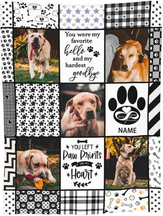 Funnylife Custom Dog Photo Memorial Blanket Personalized Pet Memorial Gifts for Dogs Loss of Pet Sympathy Gift Dog Bereavement Gifts 60" x 80"