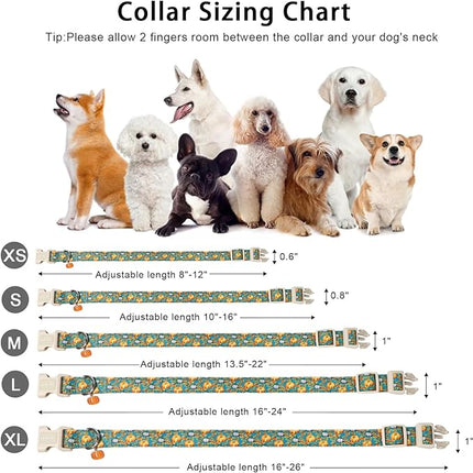ARING PET Puppy Fall Dog Collar, Autumn Pumpkin Pet Collars for Small Medium Large Girl Boy Dogs Thanksgiving Halloween-L Size
