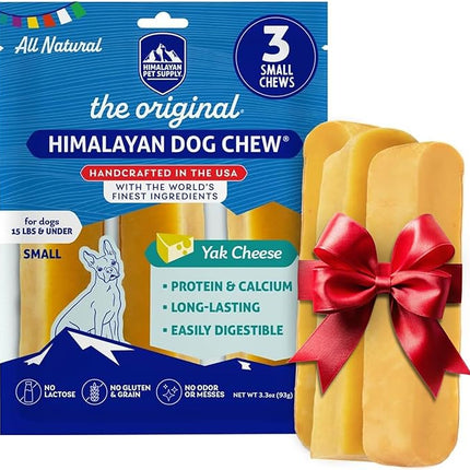 Himalayan Dog Chew Original Yak Cheese Chew, 3 Small Sticks, 1.1 oz, Gluten Free, Healthy Treats, Grain & Lactose Free 100% Natural, Long Lasting for Dogs Under 15 lbs
