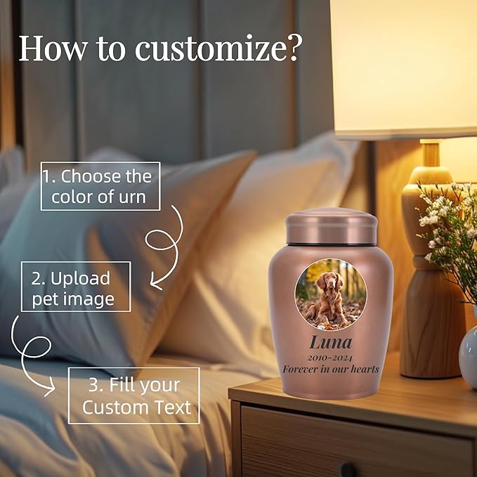Dog Urn Personalized,Custom Pet Urns for Cats,Cat urn,Urns for Dog and Cat Ashes,Pet Memorial Gifts Round