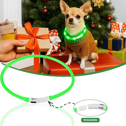 Light Up Dog Collar, Rechargeable Glowing Dog Collar, Light Dog Collar for Night Walking with 1640 FT of Visibility - Brightest LED Dog Collar Light, 3 Flashing Modes, Keeps Your Pets Safe in The Dark