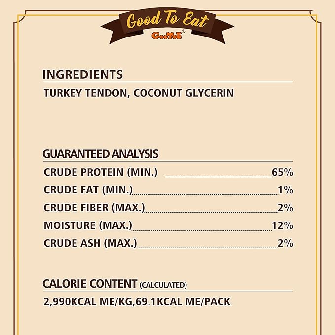 Gootoe Turkey Tendon Dog Treats, Twists (M) 5 oz, USA-Sourced Turkey Tendon, Natural Snack, Premium Puppy Chews, Hypoallergenic, Rawhide-Free, Reseal Value Bags, Size for Medium Dogs