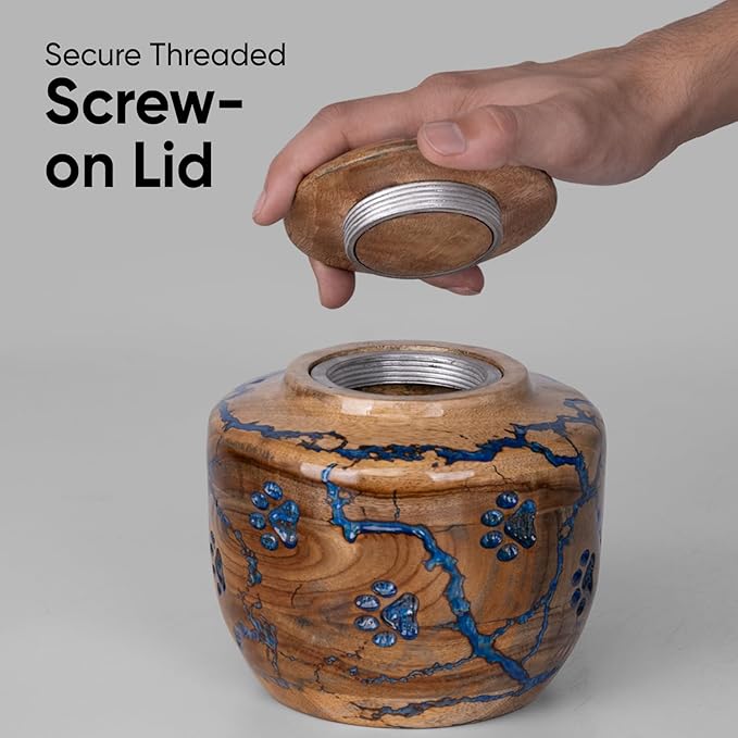 Wood Pet Urns for Dog/Cat Ashes - Large 54 Cu/in Resin Decorative Urn for Ashes for Dog, Urns for Cats - Pet Memorial Remembrance Box - Blue, Large (54 Cubic inches)