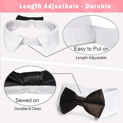 Dog Bowtie, KOOLMOX Tux Dog Collar for Weddings with Handcrafted Adjustable White Collar and Black Tie, Classic Neck Tie for Small to Medium Dogs Cats Puppies Valentine's Costumes