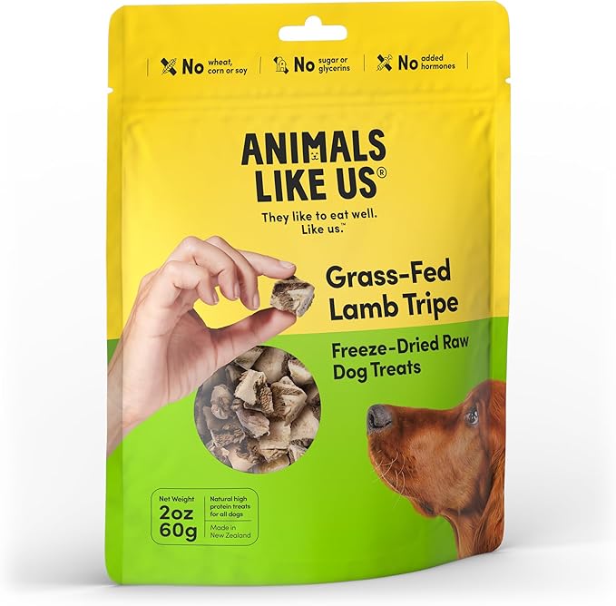 Premium Dog Treats, Freeze-Dried Raw 100% Grass-Fed Lamb Tripe, Single Ingredient, Protein Rich, Non-GMO, No Wheat or Corn, 2 oz