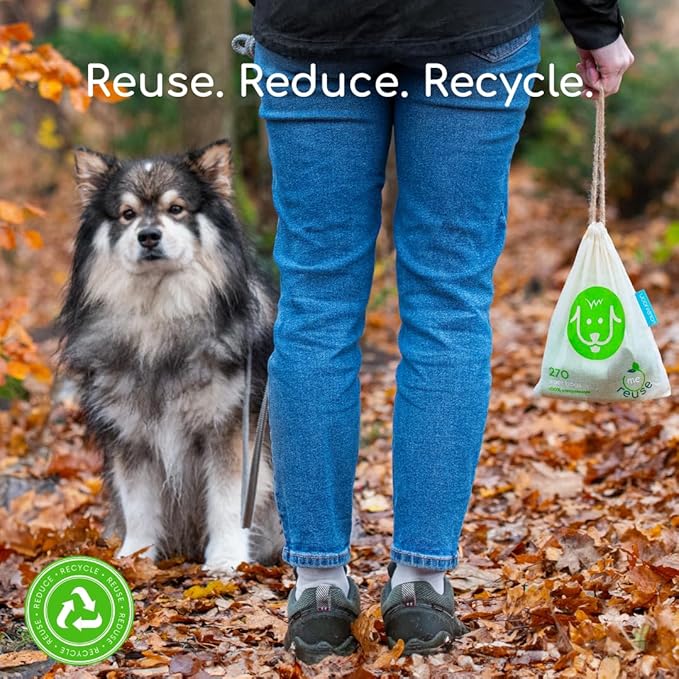 Woofpanion Home Compostable Dog Poop Bags Rolls | Leakproof & Extra-Durable | Plant-Based Certified Home Compostable Poop Bags for Dogs | Dissolves Completely & No Microplastics | 18 Pack | 270 bags