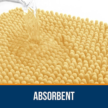 OLANLY Toilet Rugs U-Shaped 24x20, Extra Soft Absorbent Chenille Contour Bathroom Rugs for Toilet, Dry Quickly, Machine Washable, Non-Slip Bath Mat, Yellow