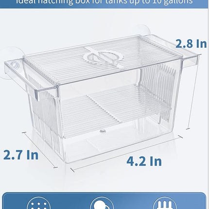 Pawfly Aquarium Fish Breeding Box Acrylic Hatchery Incubator Tank with Suction Cups Small Isolation Box for Baby Small Fish Shrimp and Betta