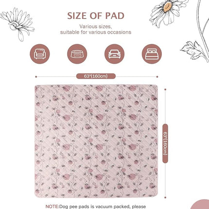 IEUUMLER Washable Pee Pads for Dogs, 1 Pack Non-Slip & Waterproof Pack Whelping Pad, Reusable Washable Puppy Potty Training Pad with Fast Absorbent for Playpen EU007 (Pink Daisy, 63"X63"-1pcs)