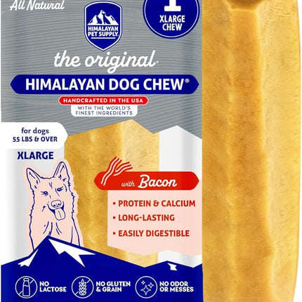 Himalayan Dog Chew Original Yak Cheese Chew, Bacon, 1 X-Large Stick, 5.3 oz, Gluten Free, Healthy Treats, Grain & Lactose Free 100% Natural, Long Lasting for Dogs Over 55 lbs
