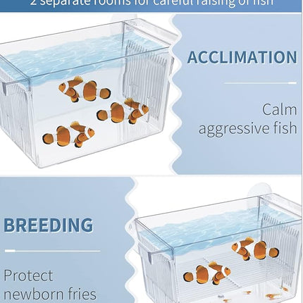 Pawfly Aquarium Fish Breeding Box Acrylic Hatchery Incubator Tank with Suction Cups Small Isolation Box for Baby Small Fish Shrimp and Betta