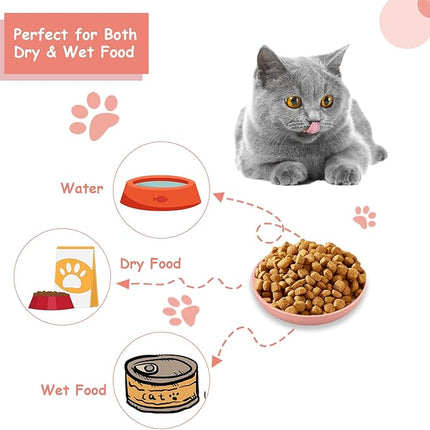 6-Pieces Whisker Fatigue Cat Bowl - 5.5 Inch Shallow Cat Food Dish Wide Cats Wet Feeding Bowls, PET Plate for Kittens and Short Legged Cats (Type-A, 6Packs Plastic)