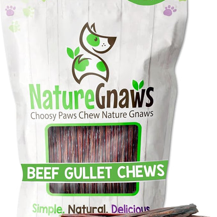 Nature Gnaws Beef Gullet Sticks for Dogs 5-6" (15 Count) - Natural Beef Jerky Stick Dog Chew Treats - Rawhide Free