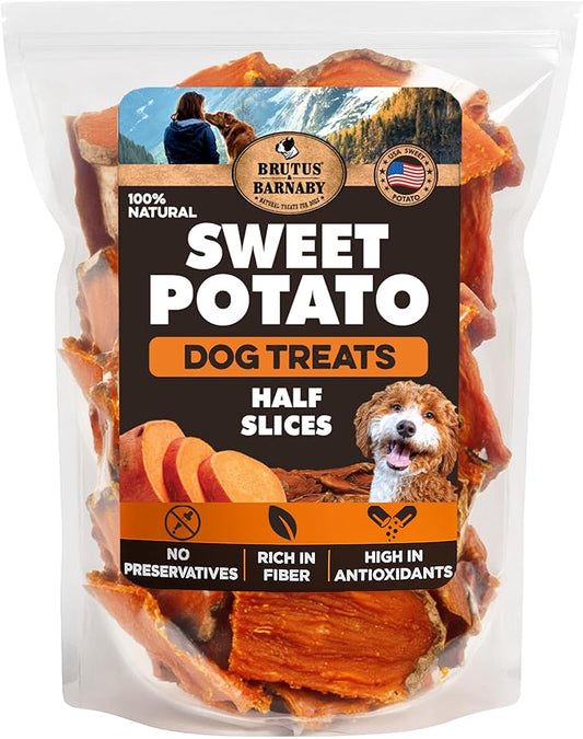 BRUTUS & BARNABY Sweet Potato Dog Treats – Support Sensitive Stomachs with USA-Grown, Hypoallergenic Treats That Smell as Good as They Taste
