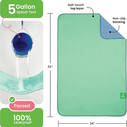 IMPROVIA® Washable Underpads, 34" x 52" (1 Pack) - Heavy Absorbency Reusable Incontinence Pads for Kids, Adults, Elderly, and Pets - Waterproof Protective Pad for Bed, Couch, Sofa, Furniture, Floor