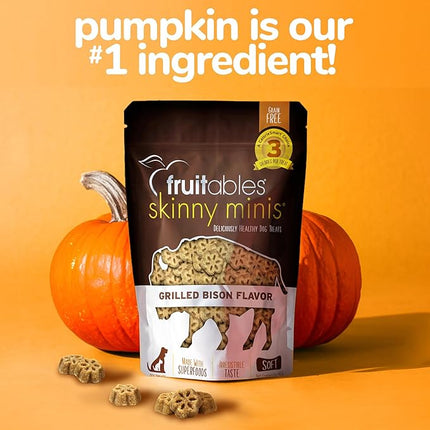 Fruitables Dog Treats, Grilled Bison, 12 Ounces Pack of 2 | Skinny Mini | Low Calorie | Training Treats | Wheat-Free