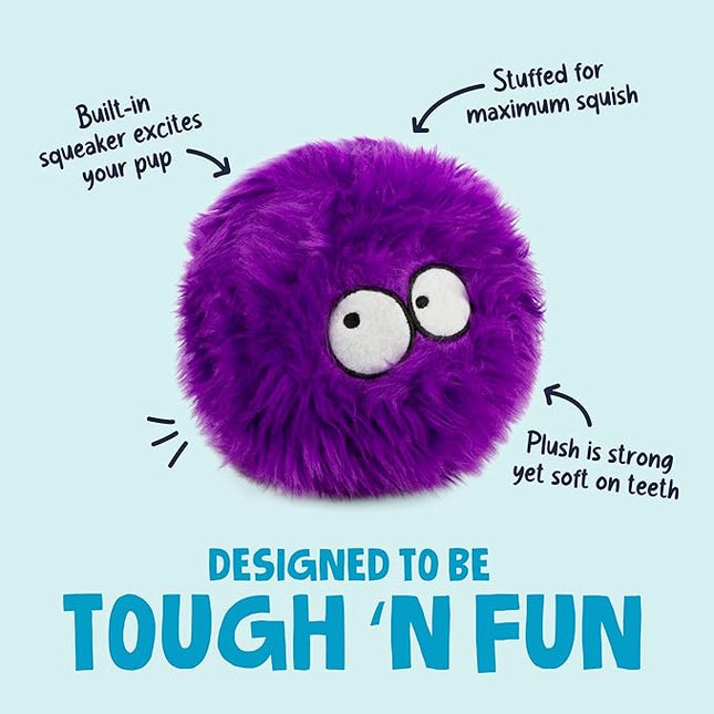 goDog Furballz Squeaky Plush Ball Dog Toy, Chew Guard Technology - Purple, Large