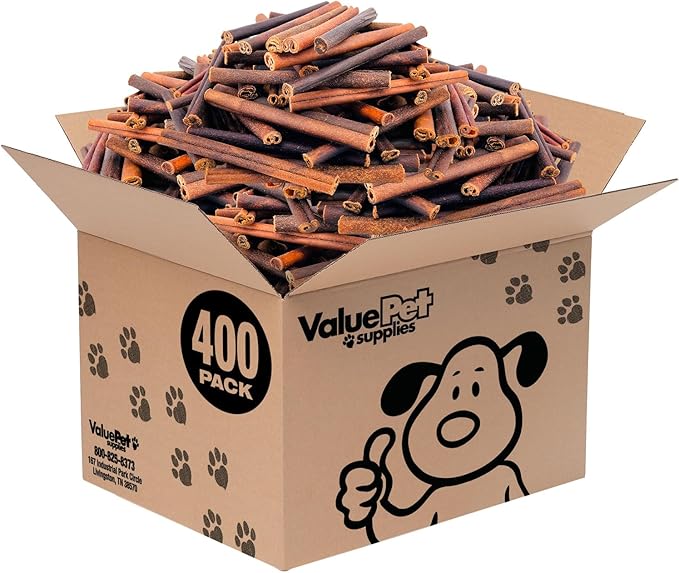 ValueBull Collagen Sticks for Dogs, 6 Inch Medium Chews, Natural Long-Lasting Dog Treats, 400 Count Wholesale Pack - Supports Joints, Skin & Coat with Chondroitin & Glucosamine