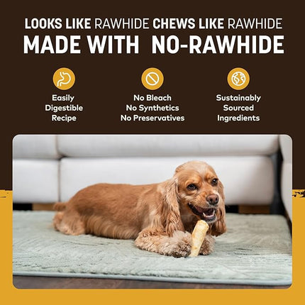 Earth Animal No Hide Chews - Long Lasting Rawhide Free Small Dog Chews Rolls, Peanut Butter - 6 Count