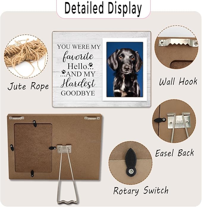 Pet Picture Frames Memorial Dog, Pet Memorial Frame for Dogs, Dog Memorial Gifts for Loss of Dog, In Loving Memory Gifts, Pet Loss Sympathy Gift for Pet Lover, Forever in Our Heart (White)