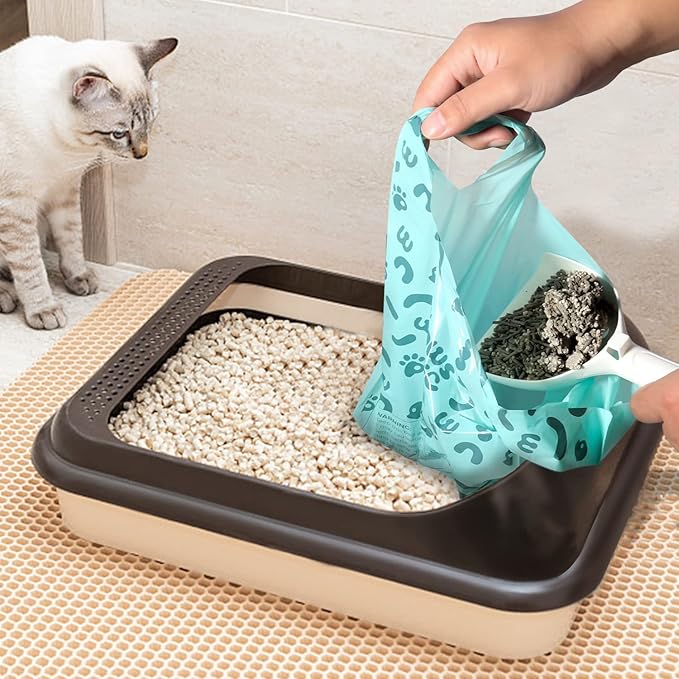 Poop Bags for Dog and Cat with Handle- 360 Counts, Uscented,Corn Starch Blend Extra Thick and Guaranteed Leak Proof Dog Poop Bags and kitty litter Disposal Bags