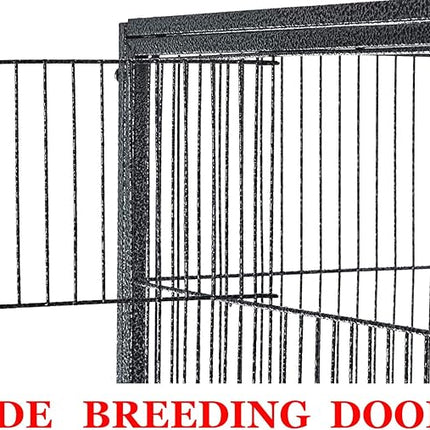 Extra Large 32" x 19" x 67.5"H Wrought Iron Tight Bar Spacing Breeding Flight Canary Parakeet Cockatiel Lovebird Finch Breeder Cage Side Doors Double Feeder Cup with Detachable Rolling Stand