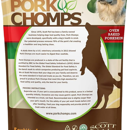 Pork Chomps Baked Pork Skin Dog Chews, 6-inch Twists, Bacon Flavor Wrap, 4 Count