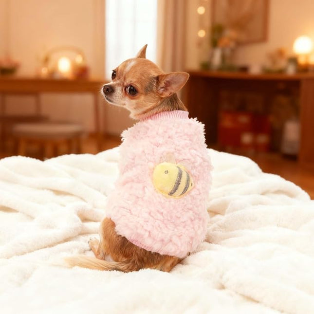 FLAdorepet 3 Packs Teacup Dog Cat XXS Clothes for Chihuahua Yorkie,Winter Warm Fleece Puppy Pet Clothes Sweater Shirt Vest for Mini Newborn Extra Small Dogs (3 Packs, XXXS(Pet Under 1LBS))