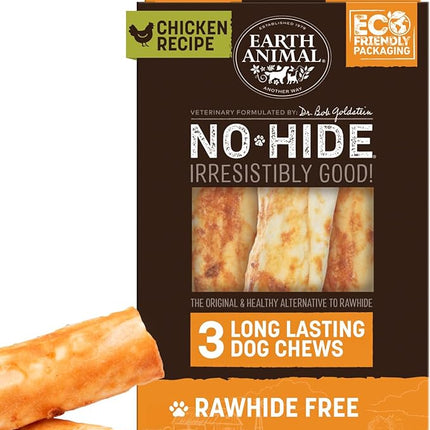 Earth Animal No Hide Chews - Long Lasting Rawhide Free Medium Dog Chews Rolls, Chicken - 3 Count Value Pack